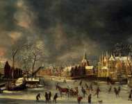 Beerstraten Abraham Winter View of Leyden  - Hermitage